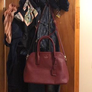 Kate Spade Burgundy Zipper Leather Tote Bag